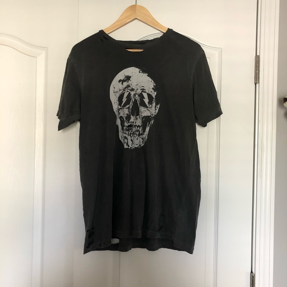 Vici Collection Skull Lightning Bolt T Shirt, L